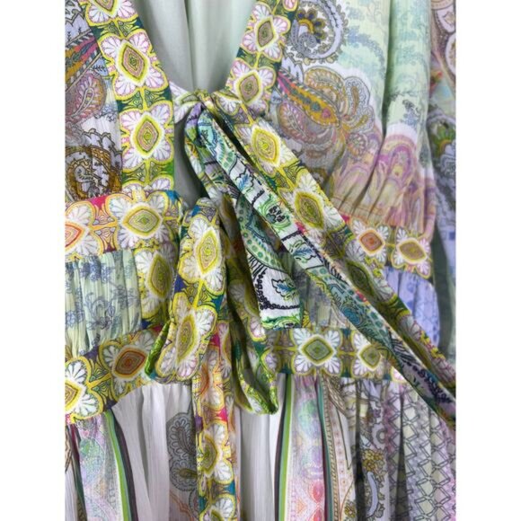 NEW Alexis Tessie Fully Lined Front Tie Blouson Sleeves Mini Dress Rococco Sz XS - Picture 5 of 8